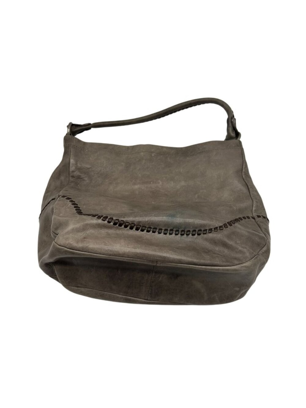 Vintage Frye Brown Leather Hobo Shoulder Bag Whipstitch Pinstripe Lining Slouchy